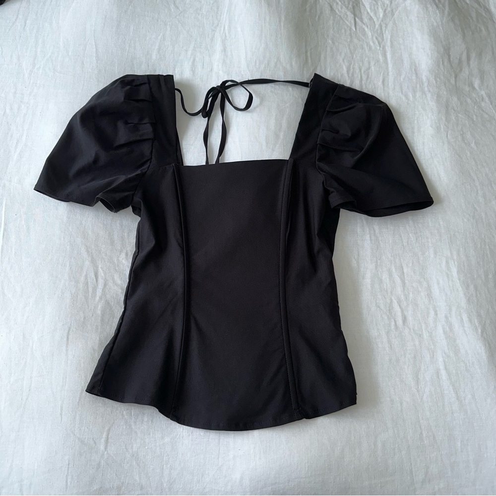 NWT Abbeline Short Sleeve Corset Top in black. size small. - Picture 3 of 5